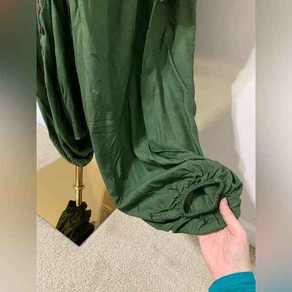 Green Triangles Hobo Tatreez Sherwal Baggy Pants - Picture 12 of 17